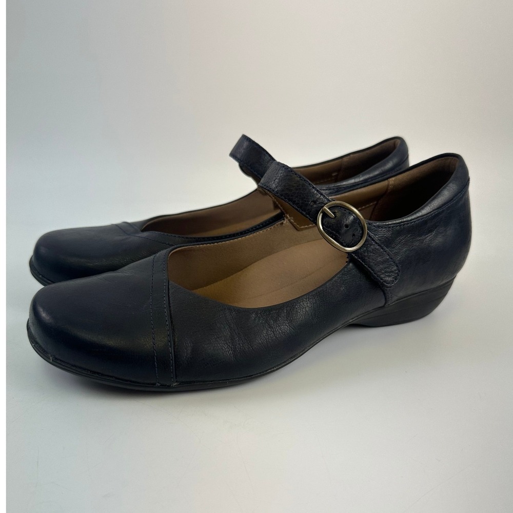 Dansko Fawna Mary Jane Navy Leather Comfort Adjustable Classic Womens 41 10.5 - Picture 2 of 13